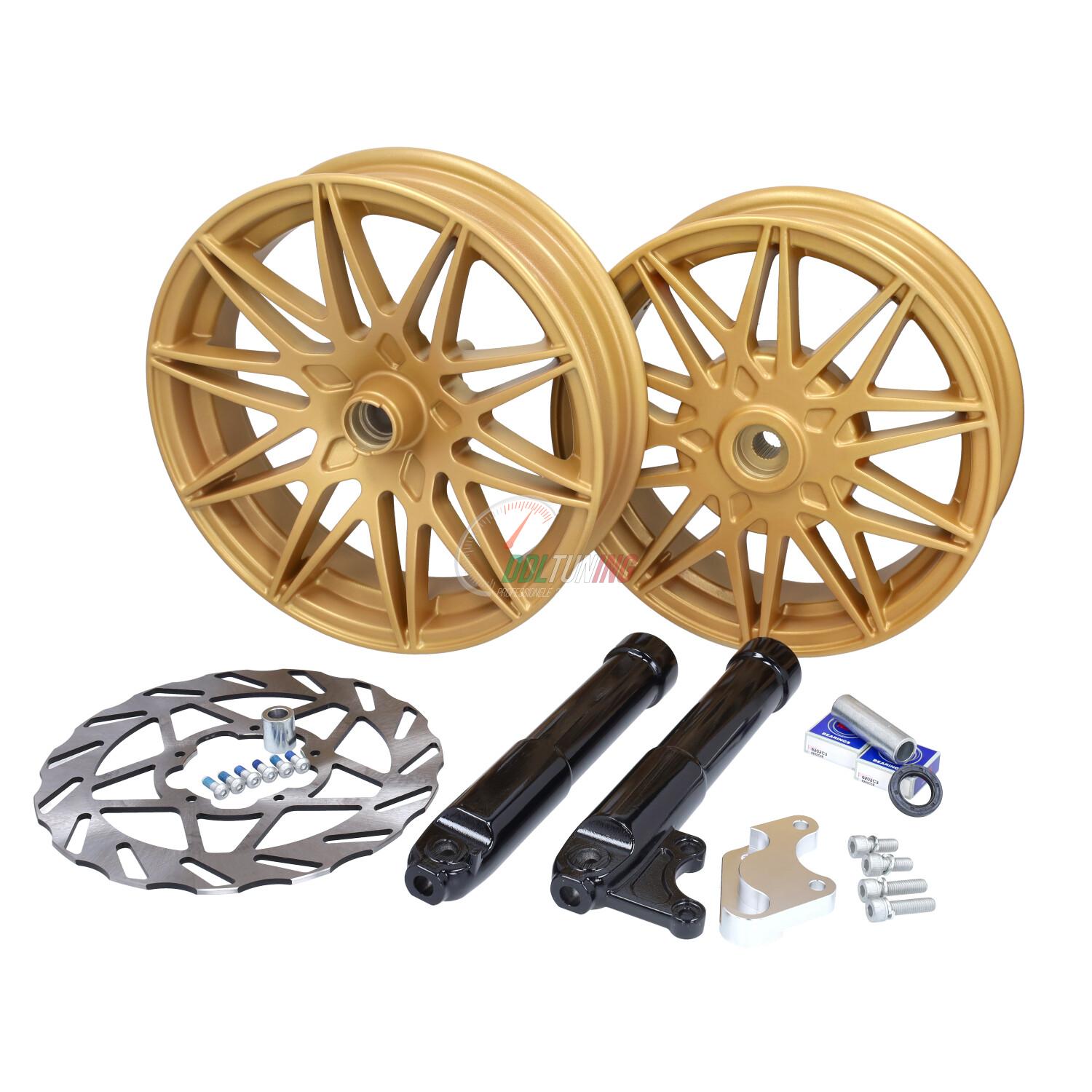 WIELSET UPGRADE GOUD FAST ARROW PRO 11/12 INCH + OVERSIZED REMSCHIJF